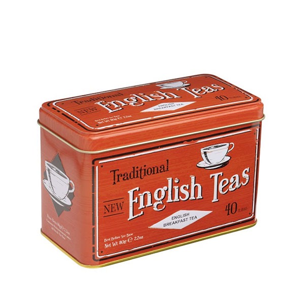 Vintage Red Tea Tin with 40 English Breakfast teabags